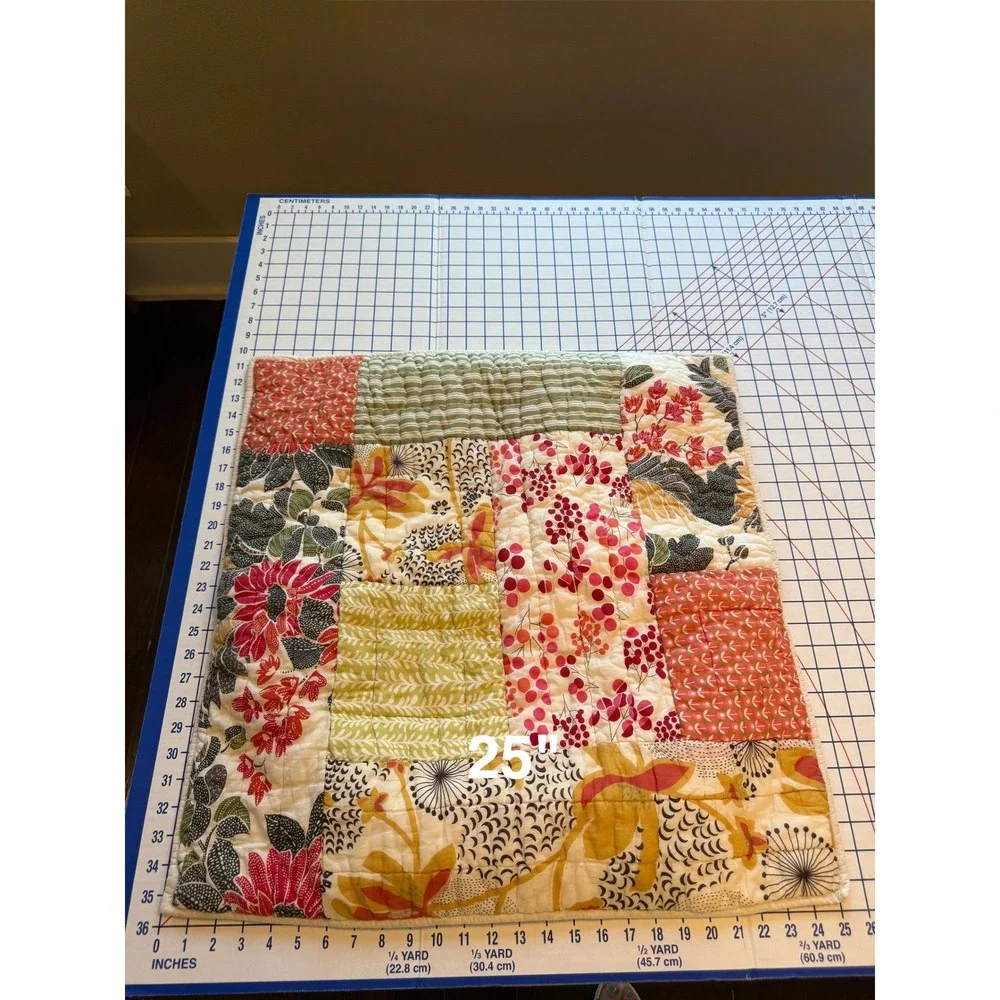 Pottery Barn Floral Patchwork Euro Pillow Shams 26x26 SET OF 2 Quilted Boho